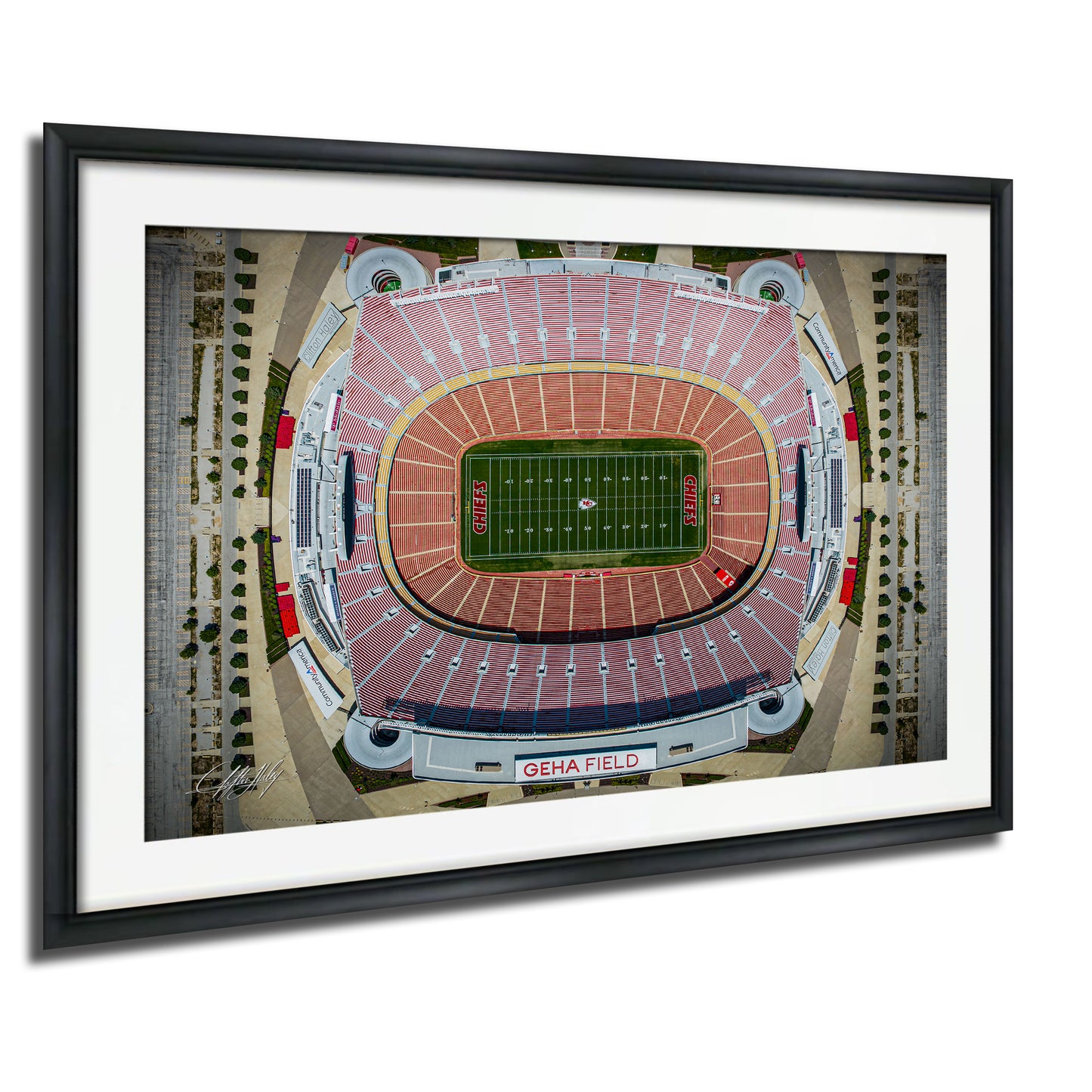 The image is an aerial view of a football stadium, specifically the stadium for the University of Texas at Austin.