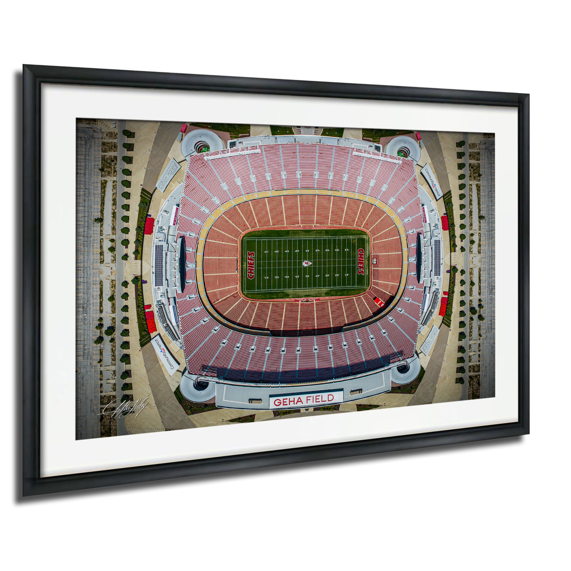 The image is an aerial view of a football stadium, specifically the stadium for the University of Texas at Austin.