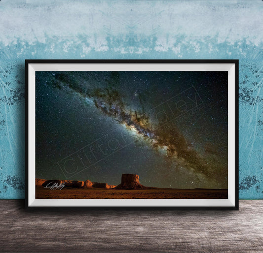 Monument Valley Mittens Print – Southwestern Desert Art | Milky Way Wall Decor