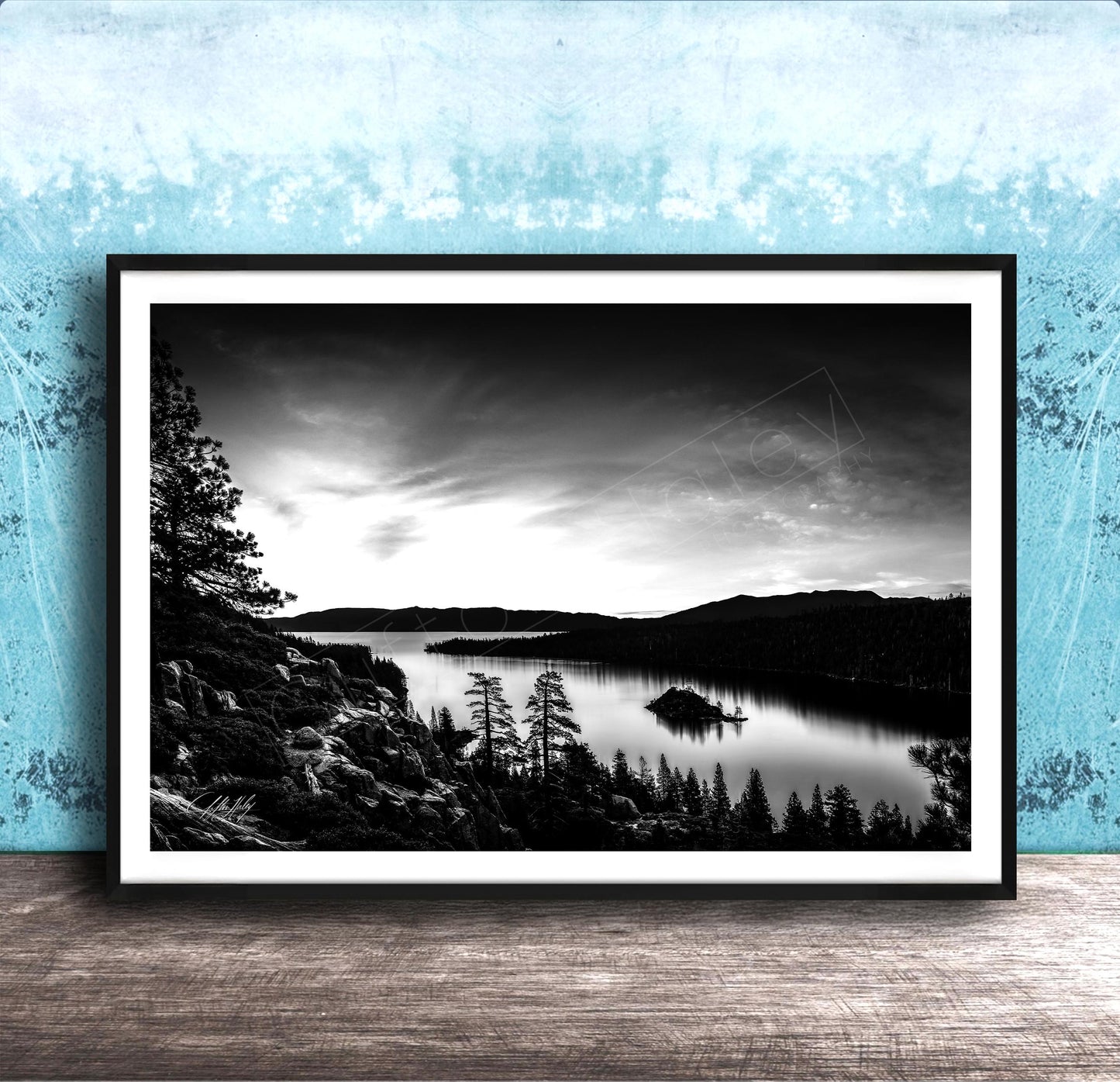 Emerald Bay Lake Print – Serene Mountain Landscape Art | Black & White Fine Art