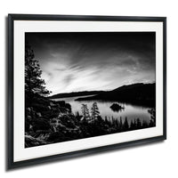 Emerald Bay Lake Print – Serene Mountain Landscape Art | Black & White Fine Art