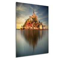 Mont Saint-Michel Poster - Normandy Coastal Art | Sunrise Fog & Stormy Sky Print