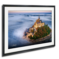 Mont Saint-Michel Poster – Normandy Coastal Art | Sunrise Fog Wall Art Print
