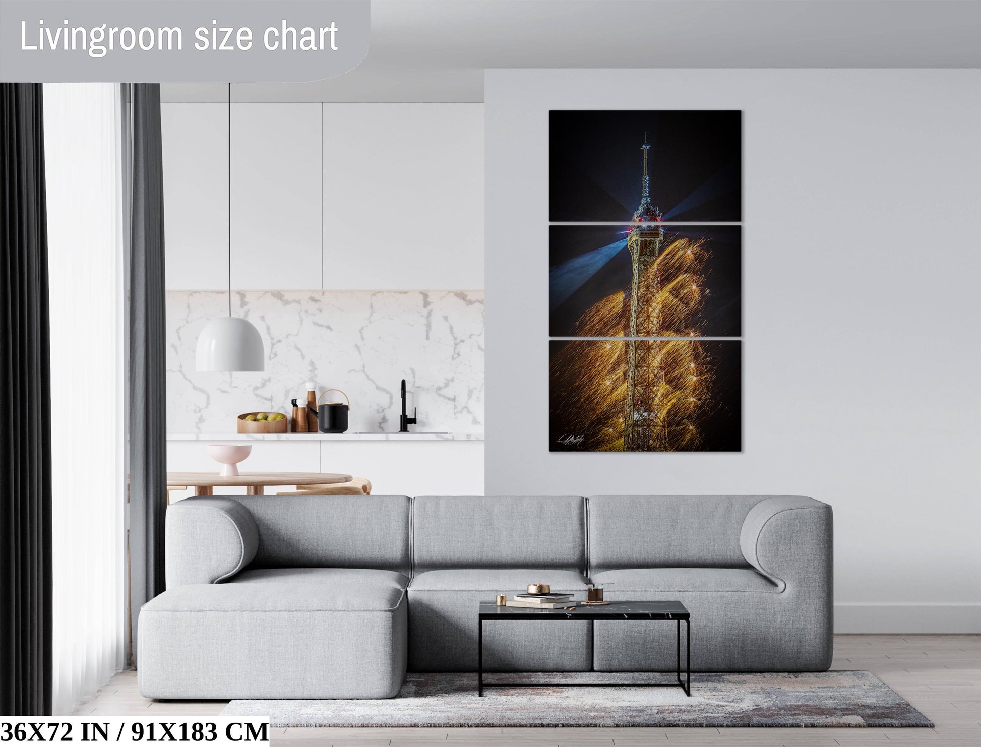 a living room with a couch and a table